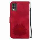 For Nokia C32 Lotus Embossed Leather Phone Case(Red) - 3
