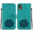 For Nokia C32 Lotus Embossed Leather Phone Case(Green) - 1