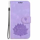 For Nokia C32 Lotus Embossed Leather Phone Case(Purple) - 2