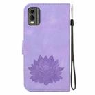 For Nokia C32 Lotus Embossed Leather Phone Case(Purple) - 3