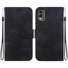 For Nokia C32 Lotus Embossed Leather Phone Case(Black) - 1