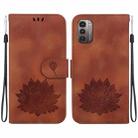 For Nokia G21 / G11 Lotus Embossed Leather Phone Case(Brown) - 1