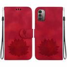 For Nokia G21 / G11 Lotus Embossed Leather Phone Case(Red) - 1