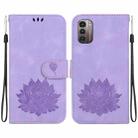 For Nokia G21 / G11 Lotus Embossed Leather Phone Case(Purple) - 1