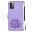 For Nokia G21 / G11 Lotus Embossed Leather Phone Case(Purple) - 3