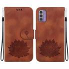 For Nokia G42 Lotus Embossed Leather Phone Case(Brown) - 1