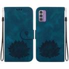 For Nokia G42 Lotus Embossed Leather Phone Case(Dark Blue) - 1