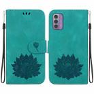 For Nokia G42 Lotus Embossed Leather Phone Case(Green) - 1