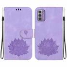 For Nokia G42 Lotus Embossed Leather Phone Case(Purple) - 1