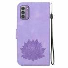 For Nokia G42 Lotus Embossed Leather Phone Case(Purple) - 3