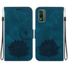 For Nokia XR21 Lotus Embossed Leather Phone Case(Dark Blue) - 1