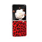 For Honor Magic V Flip Frosted Transparent Edge Leopard Print Phone Case(Red) - 3