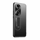 For Honor 200 Pro Frosted Metal Hybrid TPU Holder Phone Case(Black) - 1