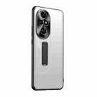 For Honor 200 Pro Frosted Metal Hybrid TPU Holder Phone Case(Silver) - 1