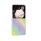 For Honor Magic V Flip Three Parts Frosted Transparent Frame Diamond PU Phone Case(Rainbow) - 3