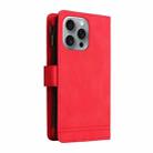 For iPhone 16 Pro Max Skin Feel Multi-Card Wallet Zipper Leather Phone Case(Red) - 3