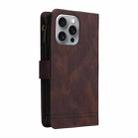 For iPhone 16 Pro Max Skin Feel Multi-Card Wallet Zipper Leather Phone Case(Brown) - 3