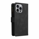 For iPhone 16 Pro Max Skin Feel Multi-Card Wallet Zipper Leather Phone Case(Black) - 3