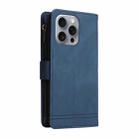 For iPhone 16 Pro Max Skin Feel Multi-Card Wallet Zipper Leather Phone Case(Blue) - 3