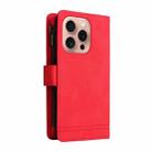 For iPhone 16 Pro Skin Feel Multi-Card Wallet Zipper Leather Phone Case(Red) - 3