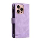 For iPhone 16 Pro Skin Feel Multi-Card Wallet Zipper Leather Phone Case(Purple) - 3