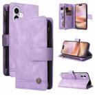 For iPhone 16 Plus Skin Feel Multi-Card Wallet Zipper Leather Phone Case(Purple) - 1