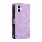 For iPhone 16 Plus Skin Feel Multi-Card Wallet Zipper Leather Phone Case(Purple) - 3