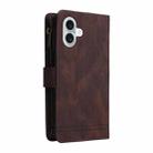 For iPhone 16 Plus Skin Feel Multi-Card Wallet Zipper Leather Phone Case(Brown) - 3