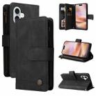 For iPhone 16 Plus Skin Feel Multi-Card Wallet Zipper Leather Phone Case(Black) - 1