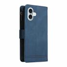 For iPhone 16 Plus Skin Feel Multi-Card Wallet Zipper Leather Phone Case(Blue) - 3