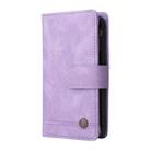 For iPhone 16 Skin Feel Multi-Card Wallet Zipper Leather Phone Case(Purple) - 2