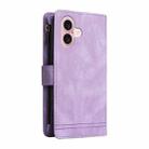 For iPhone 16 Skin Feel Multi-Card Wallet Zipper Leather Phone Case(Purple) - 3