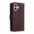 For iPhone 16 Skin Feel Multi-Card Wallet Zipper Leather Phone Case(Brown) - 3