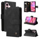For iPhone 16 Skin Feel Multi-Card Wallet Zipper Leather Phone Case(Black) - 1