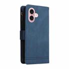 For iPhone 16 Skin Feel Multi-Card Wallet Zipper Leather Phone Case(Blue) - 3