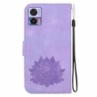 For Motorola Edge 30 Neo /  Edge 30 Lite Lotus Embossed Leather Phone Case(Purple) - 3