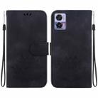 For Motorola Edge 30 Neo /  Edge 30 Lite Lotus Embossed Leather Phone Case(Black) - 1