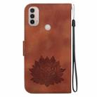 For Motorola Moto E20 / E30 / E40 Lotus Embossed Leather Phone Case(Brown) - 3