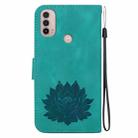 For Motorola Moto E20 / E30 / E40 Lotus Embossed Leather Phone Case(Green) - 3