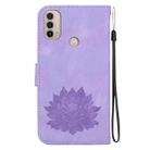 For Motorola Moto E20 / E30 / E40 Lotus Embossed Leather Phone Case(Purple) - 3