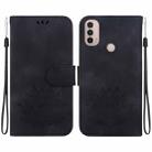 For Motorola Moto E20 / E30 / E40 Lotus Embossed Leather Phone Case(Black) - 1