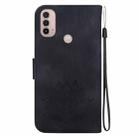 For Motorola Moto E20 / E30 / E40 Lotus Embossed Leather Phone Case(Black) - 3