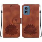 For Motorola Moto G Play 4G 2024 Lotus Embossed Leather Phone Case(Brown) - 1