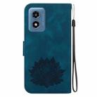 For Motorola Moto G Play 4G 2024 Lotus Embossed Leather Phone Case(Dark Blue) - 3
