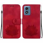 For Motorola Moto G Play 4G 2024 Lotus Embossed Leather Phone Case(Red) - 1
