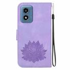 For Motorola Moto G Play 4G 2024 Lotus Embossed Leather Phone Case(Purple) - 3