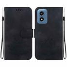 For Motorola Moto G Play 4G 2024 Lotus Embossed Leather Phone Case(Black) - 1