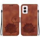 For Motorola Moto G Power 5G 2024 Lotus Embossed Leather Phone Case(Brown) - 1