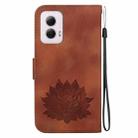 For Motorola Moto G Power 5G 2024 Lotus Embossed Leather Phone Case(Brown) - 3