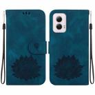 For Motorola Moto G Power 5G 2024 Lotus Embossed Leather Phone Case(Dark Blue) - 1